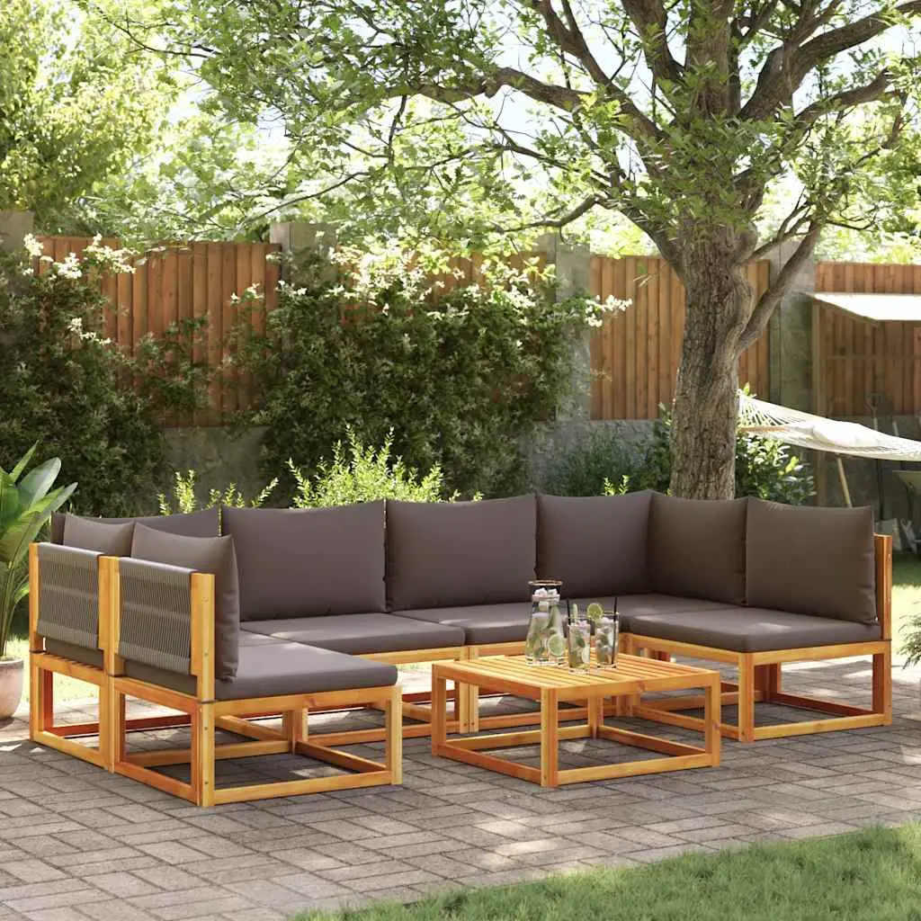 Ensemble Canapé Jardin 7 Pièces Modulable Bois Acacia & Corde, Assise Confortable Table – ComfortXL Outdoor Living