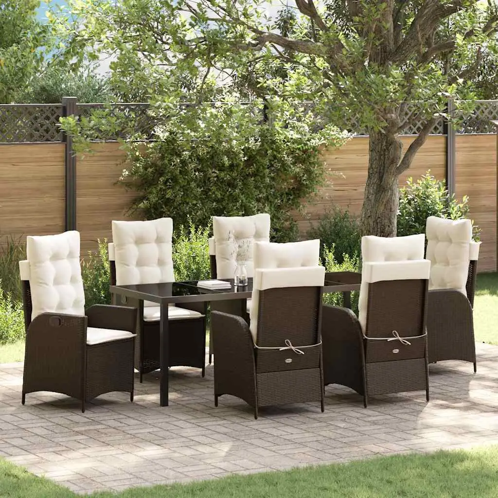 Ensemble de salle à manger pour jardin 7 pcs Marron polyrotin vidaXL 3380496