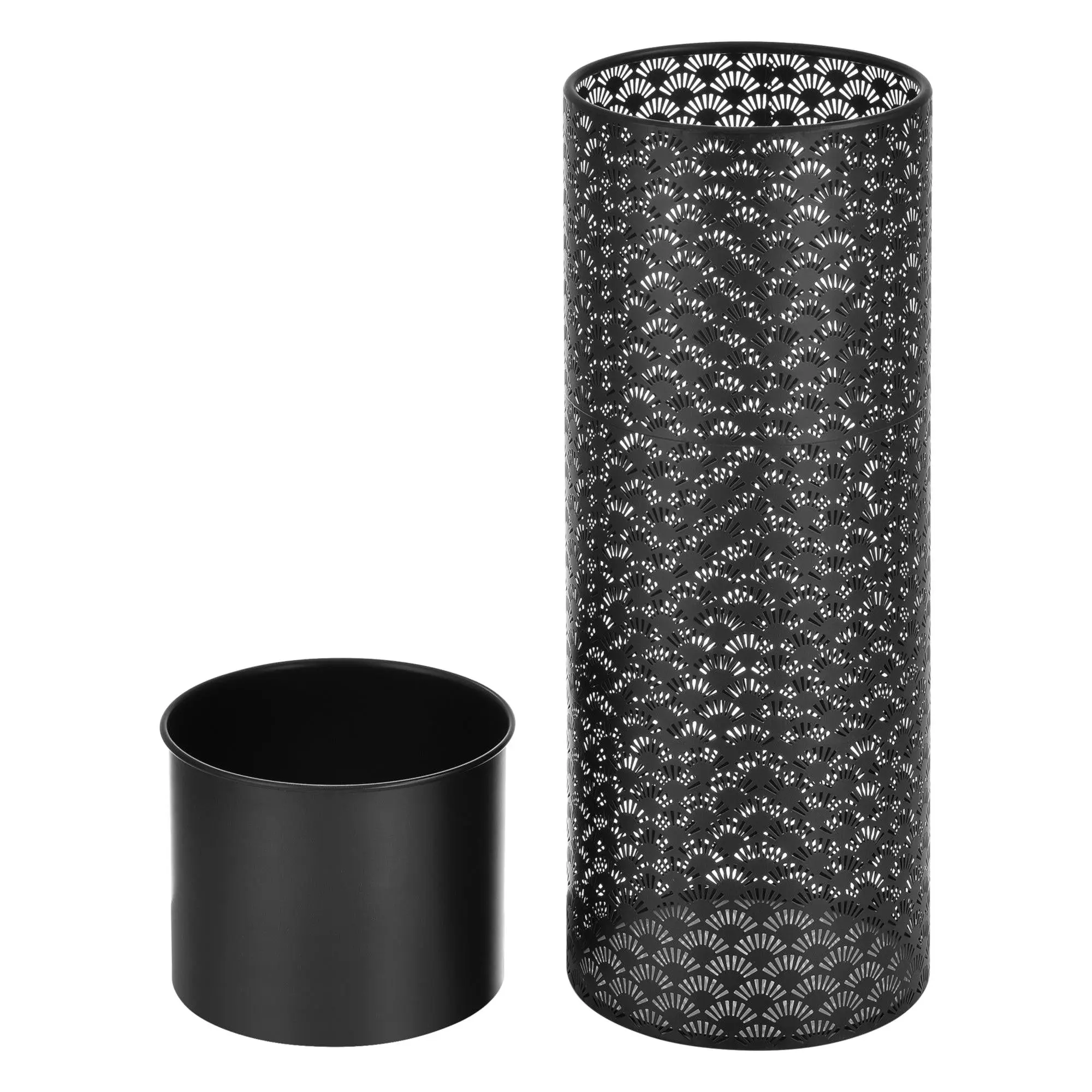 Ensemble de 2 supports de plantes lot pots de fleur set cache-pot ensemble bacs à fleurs vases métal tailles différentes noir