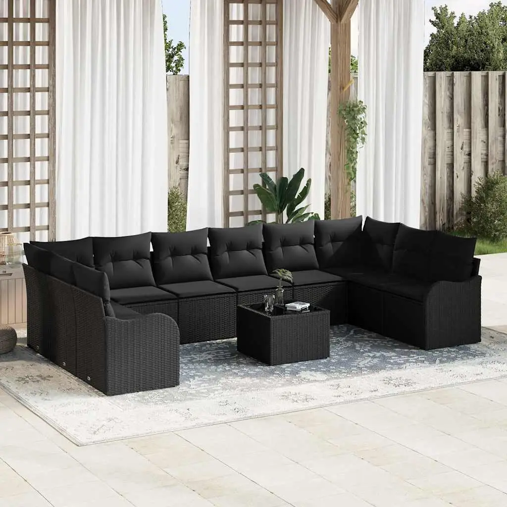 Ensemble de canapé de jardin Noir 55 x 55 x 37 cm polyrotin vidaXL 3345893