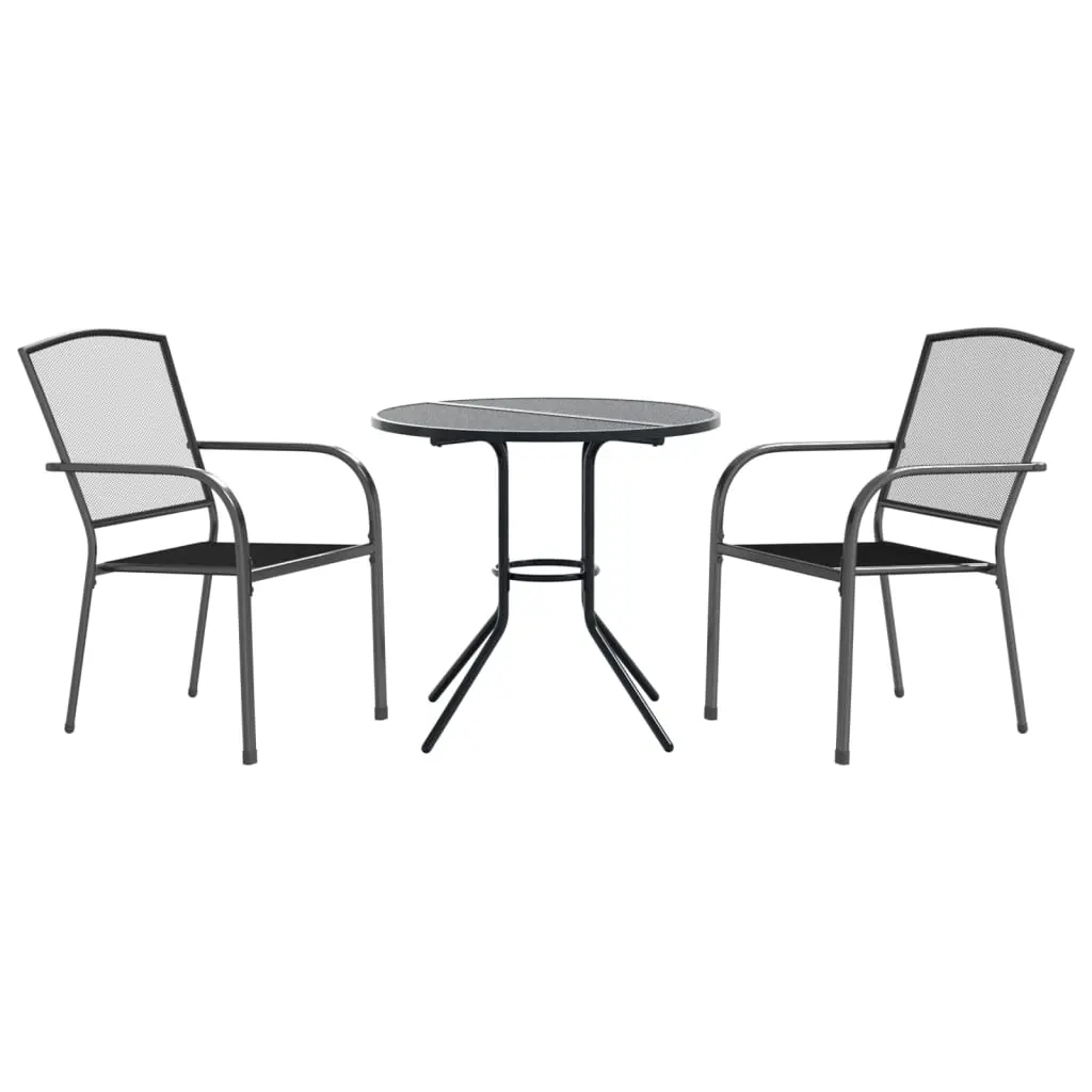 Ensemble de 3 pcs Chaises de jardin empilables – Chaises d’extérieur – Fauteuils d’extérieur anthracite – MEUBLE PRO ny603