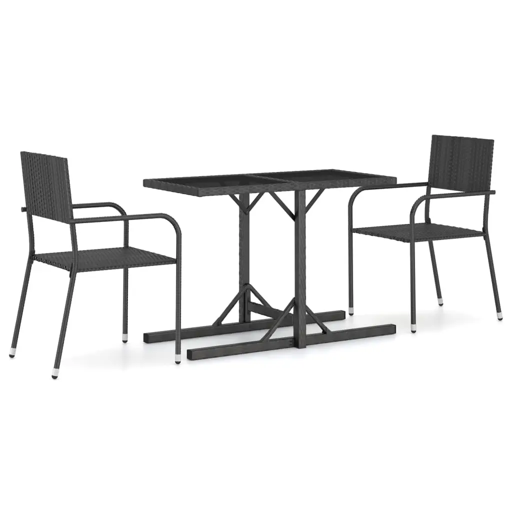 Ensemble de 3 pcs table de jardin avec chaises – mobilier de jardin Noir-JU3046