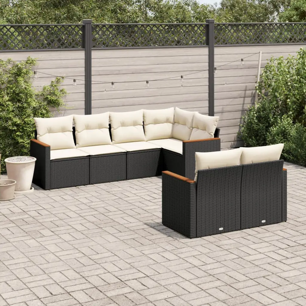 Ensemble de Jardin 7 Pièces 7 Places Résine Tressée Modulable avec Coffres de Rangement Noir – ComfortXL Outdoor Living