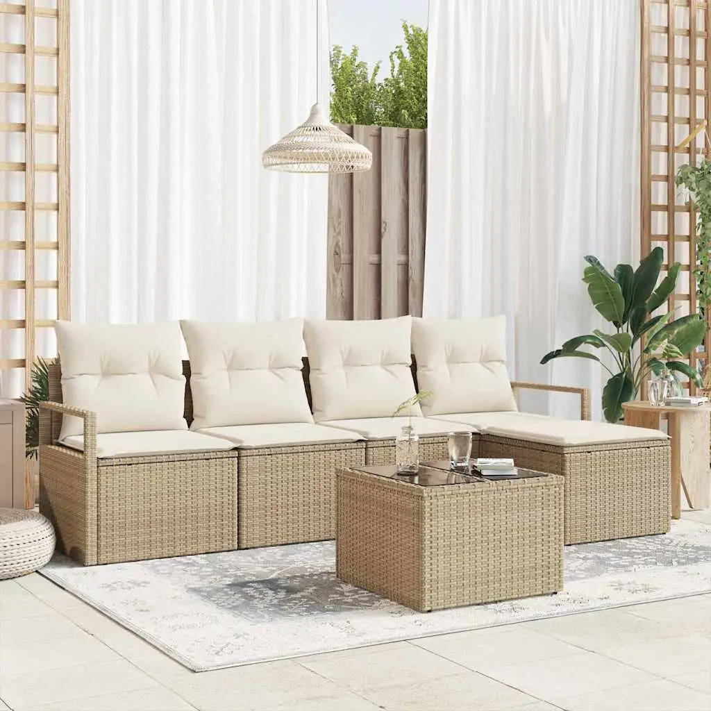 Ensemble de Canapés avec coussin 6 pcs Beige et crème polyrotin vidaXL 3355020