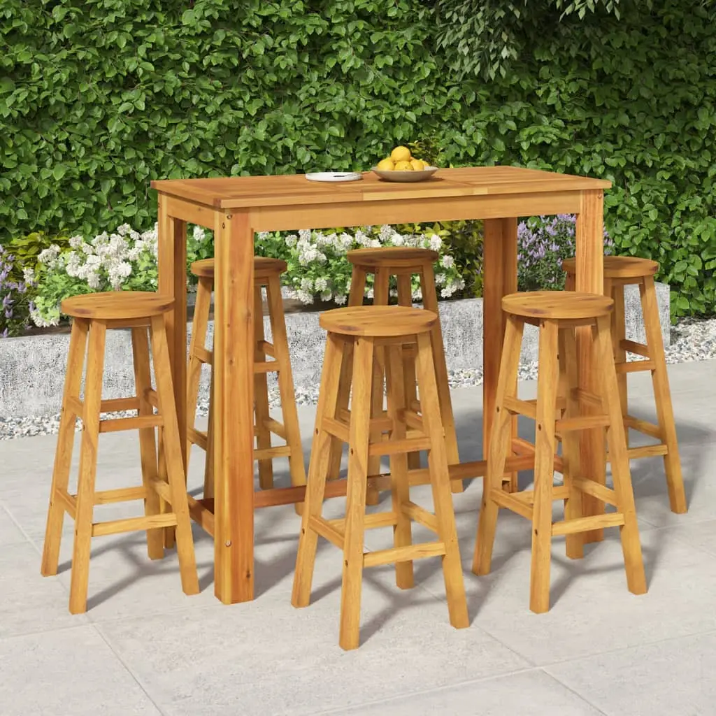 Ensemble de bar de jardin 7 pcs bois d’acacia solide vidaXL 3154395