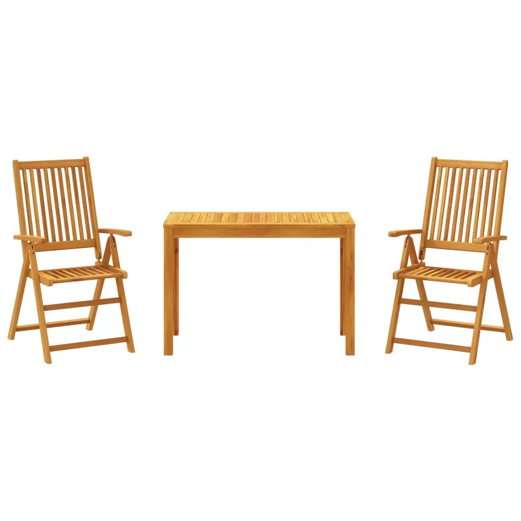 Ensemble de 3 pcs table de jardin avec chaises – mobilier de jardin Bois d’acacia solide-JU2724