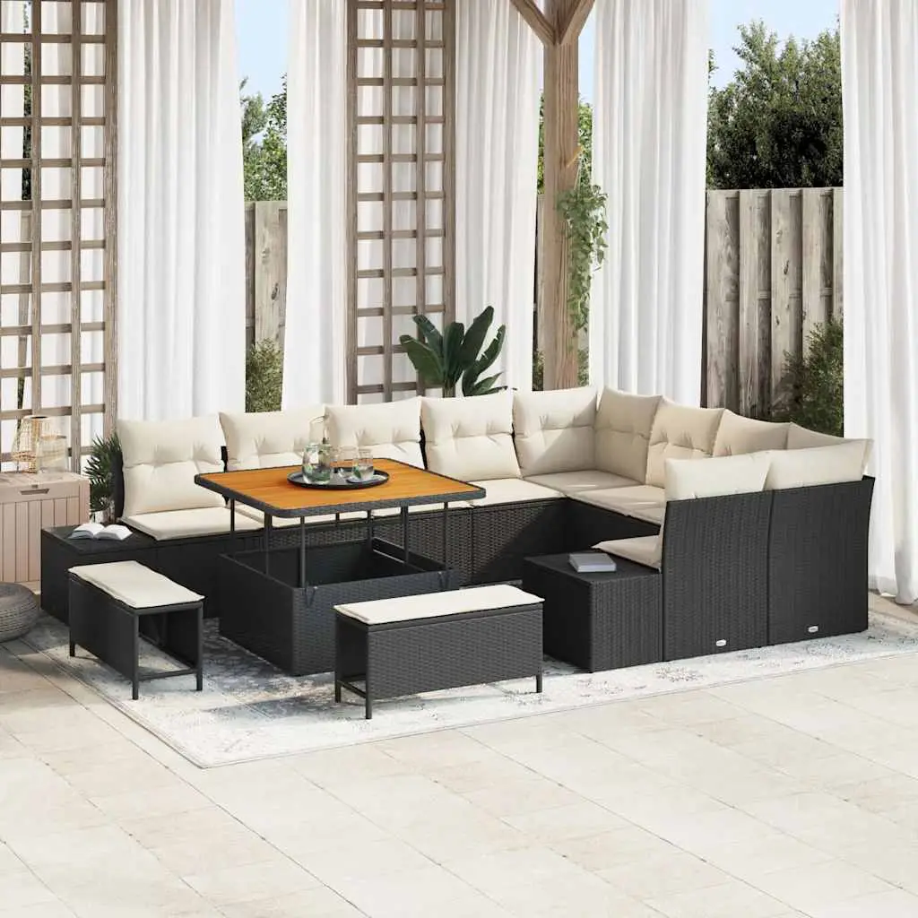 Ensemble canapé de jardin 9 places modulable coffre de rangement Noir – ComfortXL Outdoor Living