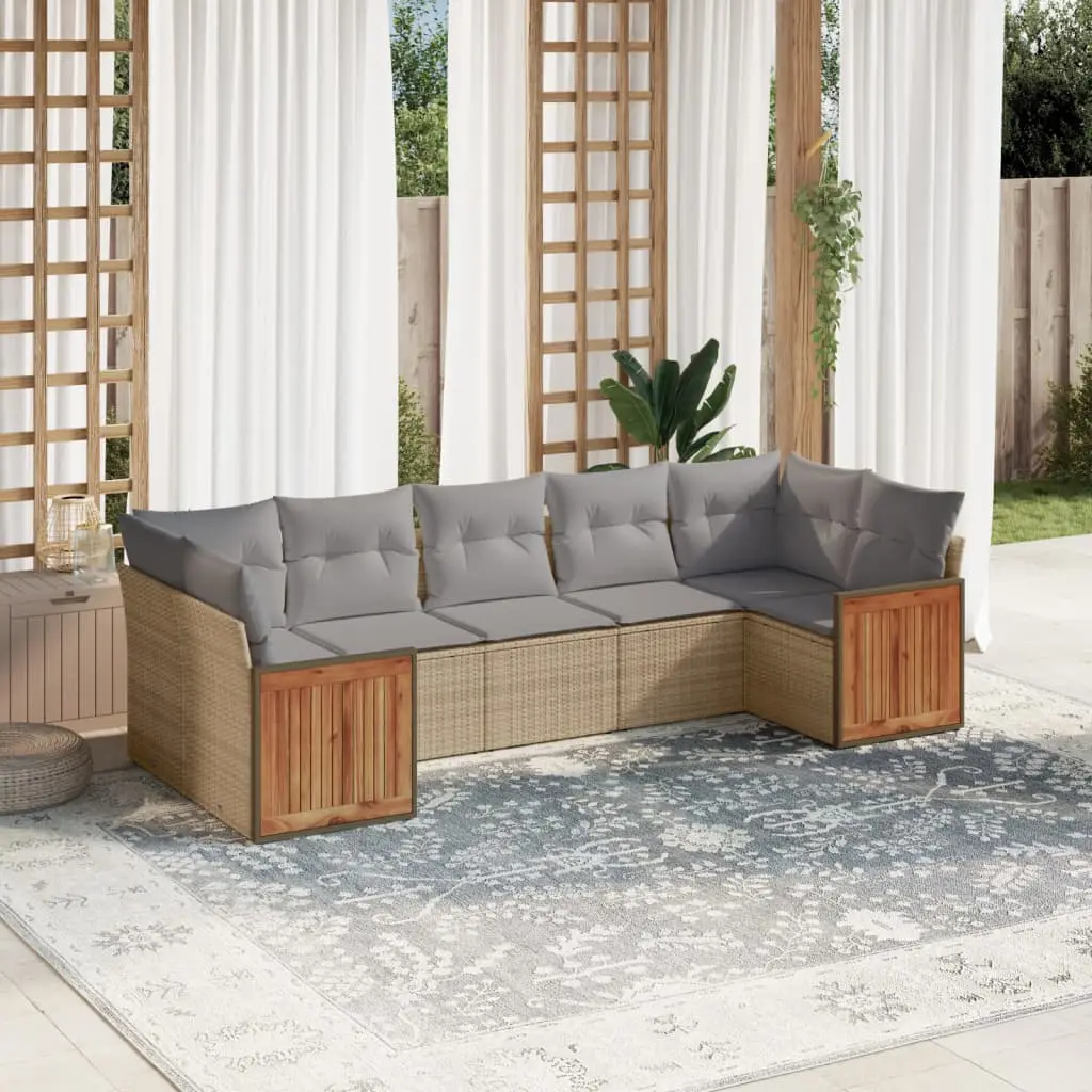 Ensemble Canapés de Jardin 7 pcs Résine Tressée Beige avec Rangement Modulable – ComfortXL Outdoor Living
