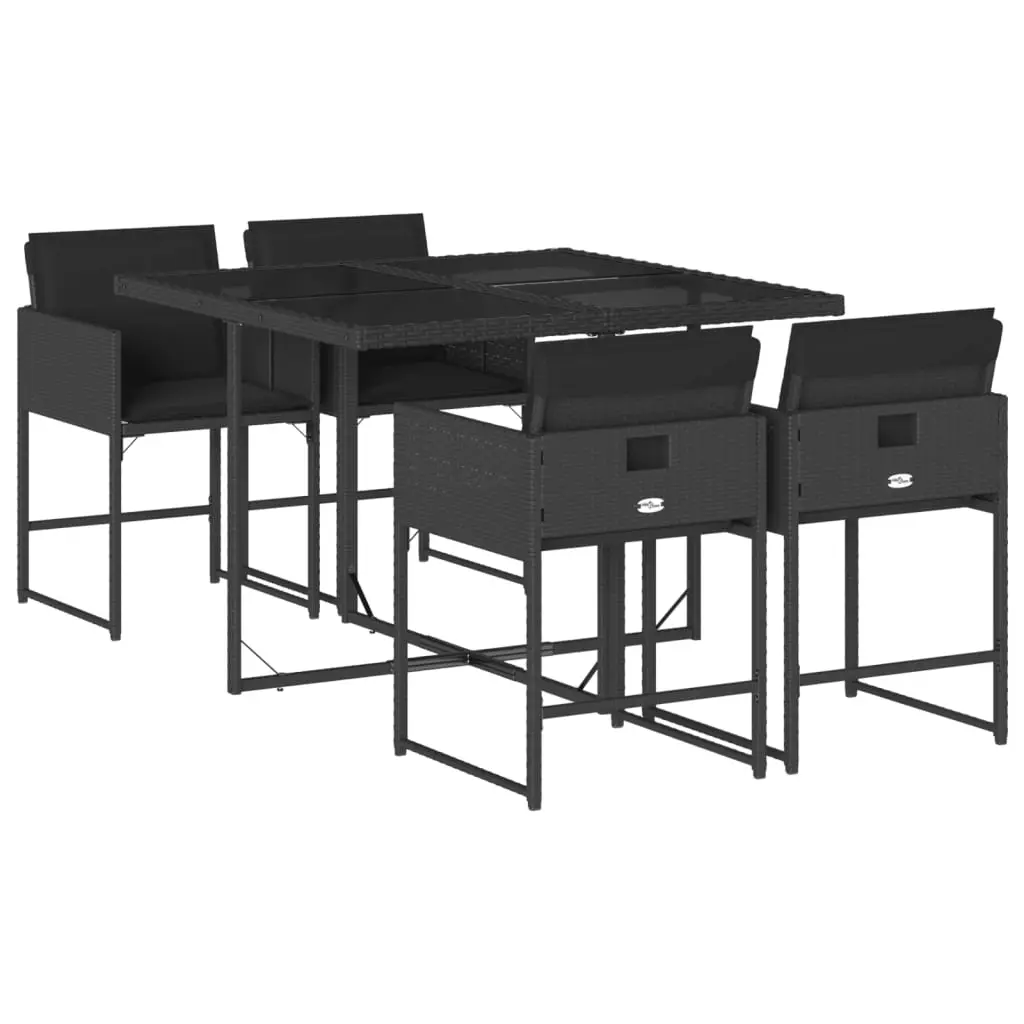 Ensemble de 5 pcs table de jardin et chaises avec coussins – mobilier de jardin Noir Résine tressée-JU2528