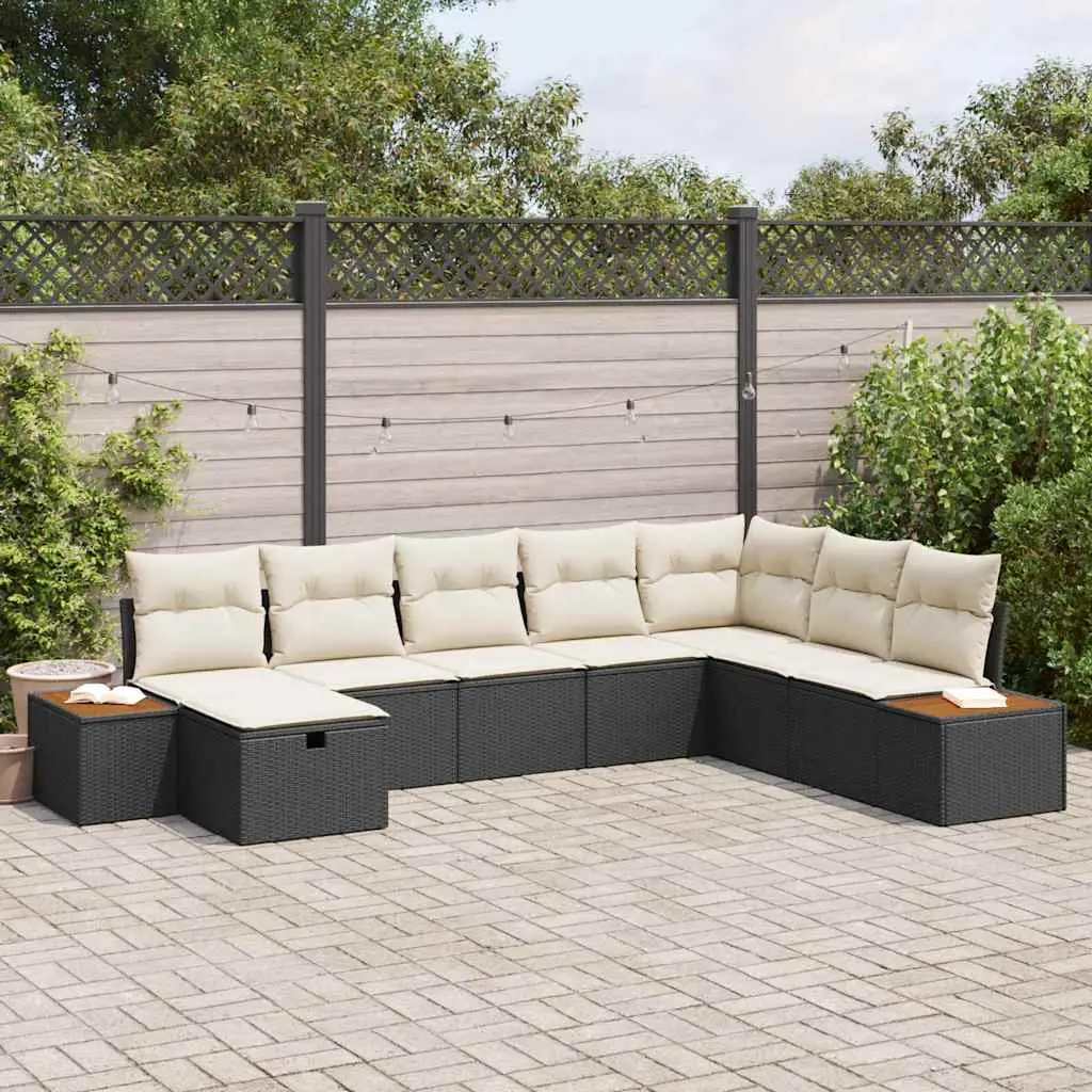 Ensemble de canapé de jardin avec coussin Noir polyrotin vidaXL 3360986