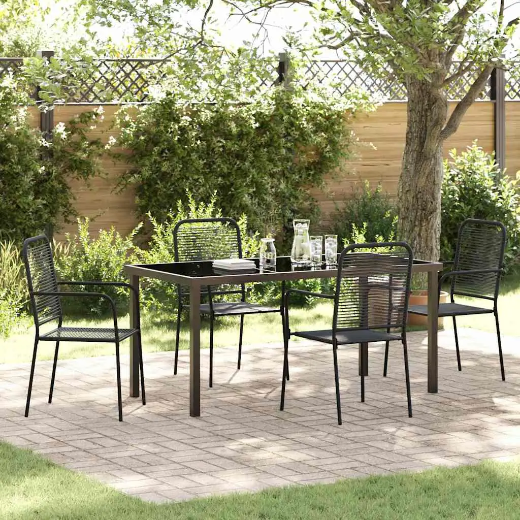 Ensemble de salle à manger pour jardin 5 pcs Noir vidaXL 3379159