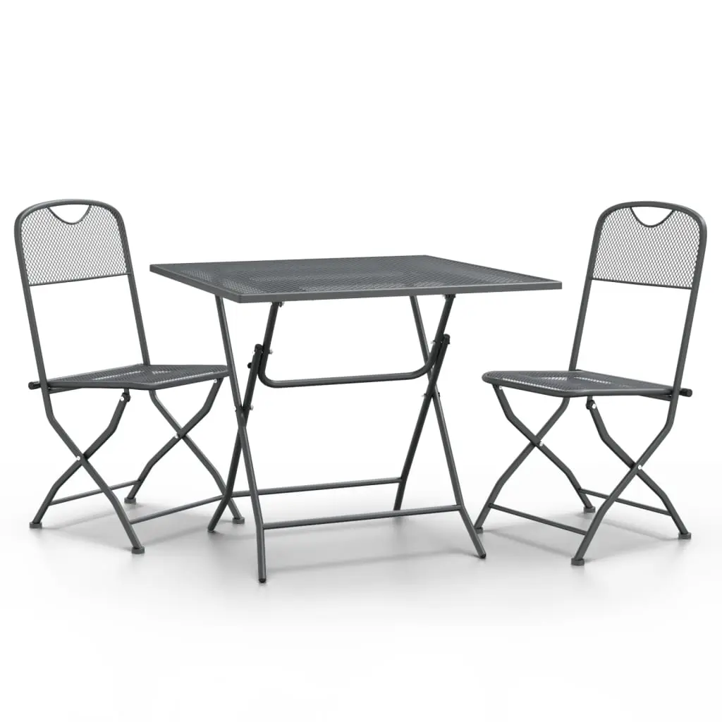 Ensemble de 3 pcs table de jardin avec chaises – mobilier de jardin Maille Métal Anthracite-JU3091
