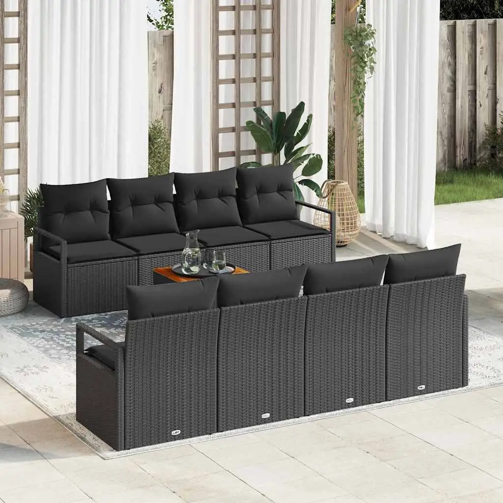 Ensemble de canapé de jardin avec stockage 9 pcs Noir polyrotin vidaXL 3356350