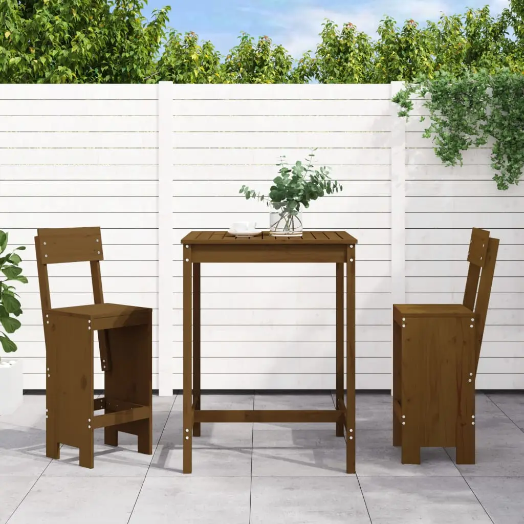 Ensemble de bar de jardin 3 pcs marron miel bois pin massif vidaXL 3157796