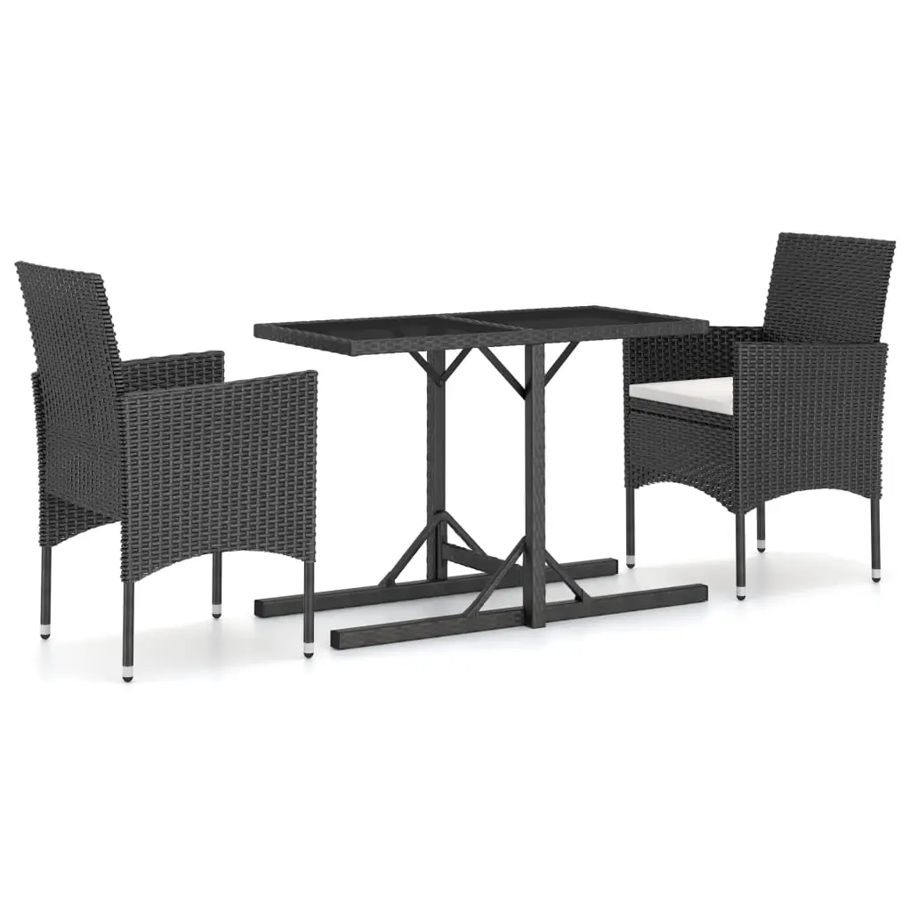 Ensemble de 3 pcs table de jardin avec chaises – mobilier de jardin Noir-JU2937
