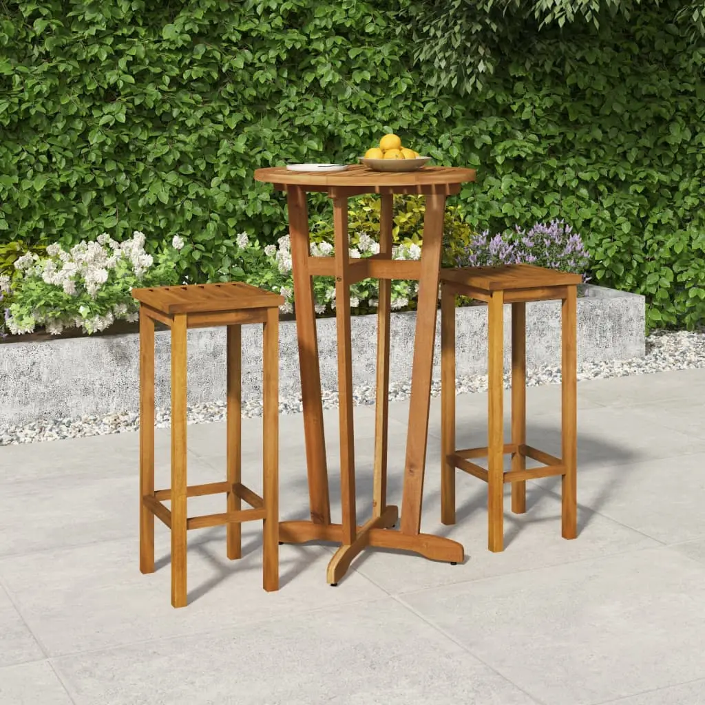 Ensemble de bar de jardin 3 pcs bois d’acacia solide vidaXL 3154384