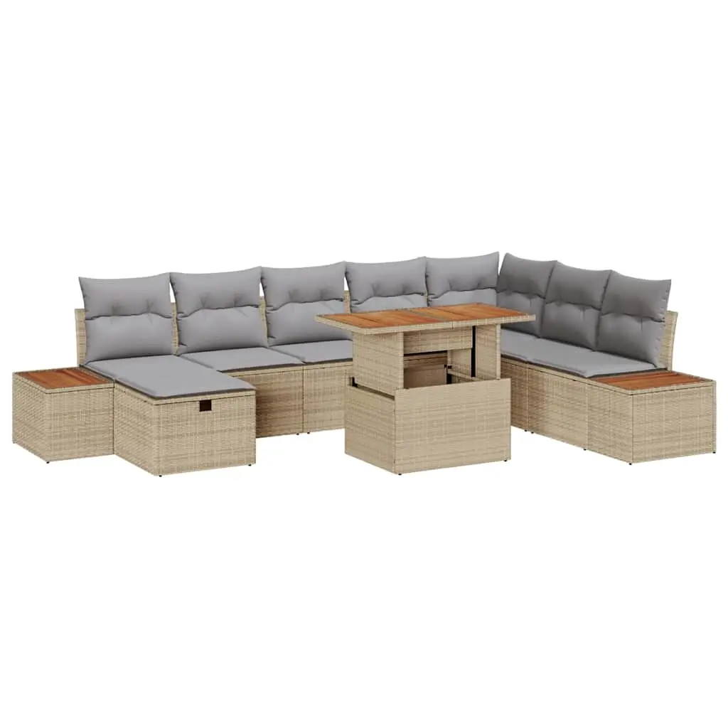 Ensemble de jardin XXL 9 pièces 8 places avec modules de rangement Beige – ComfortXL Outdoor Living