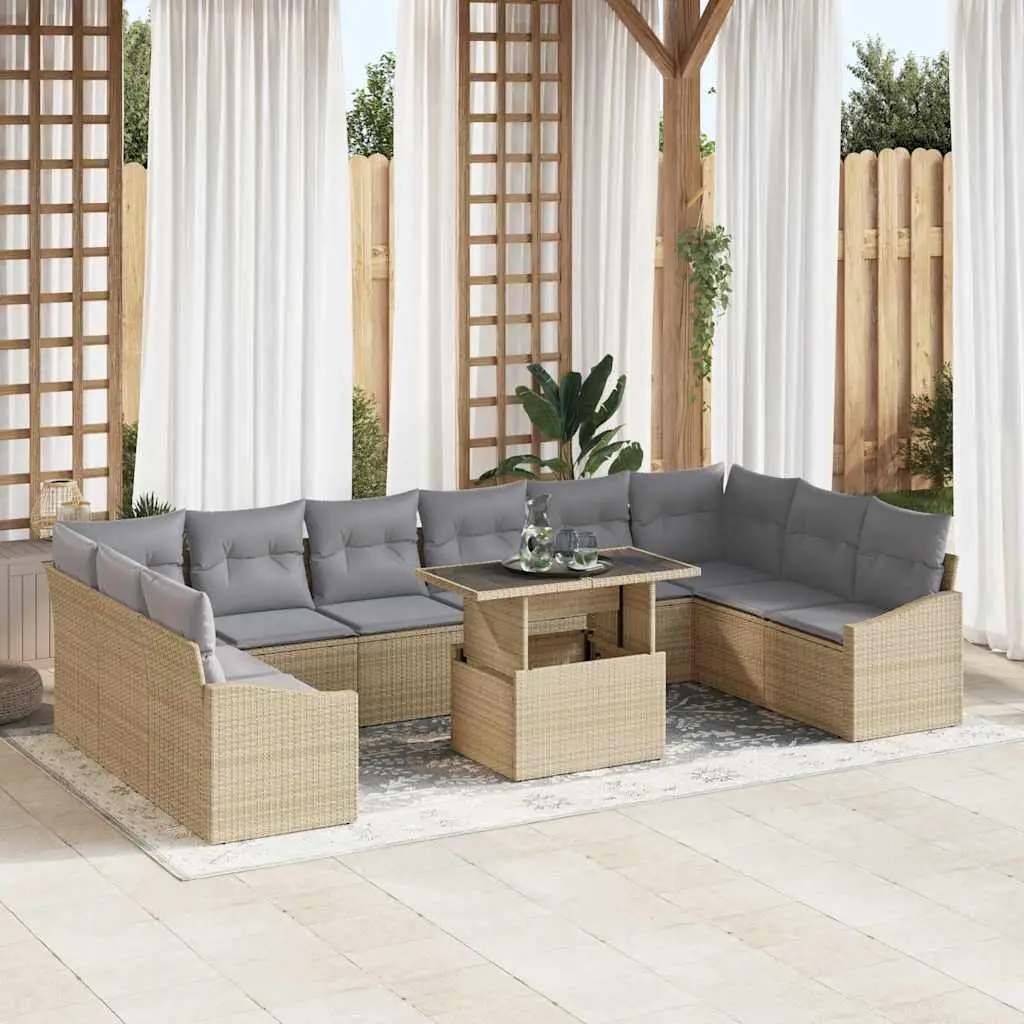 Ensemble de Canapés 11 pcs Beige et Gris clair polyrotin vidaXL 3349076