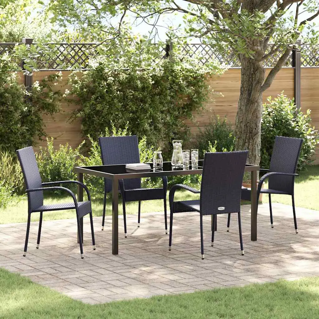 Ensemble de Repas 4 Personnes en Résine Tressée pour un Usage Quotidien Noir – ComfortXL Outdoor Living