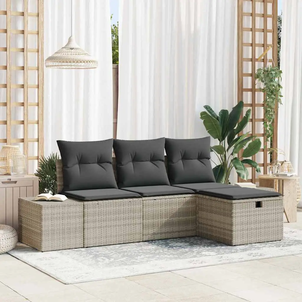 Ensemble de Canapés avec coussin 4 pcs polyrotin vidaXL 3360683