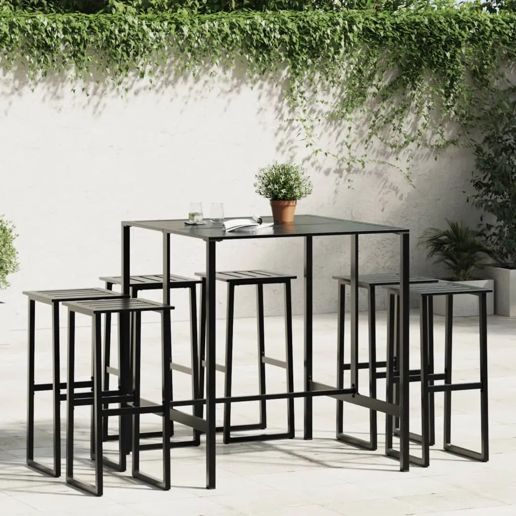 Ensemble de bar de jardin 7 pcs noir acier enduit de poudre vidaXL 3283753