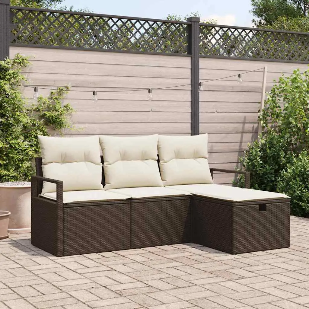 Ensemble de Canapés 4 pcs Marron et Crème polyrotin vidaXL 3359147