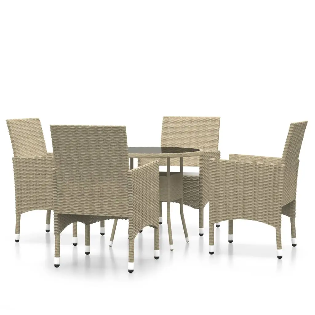 Ensemble de 5 pcs table de jardin avec chaises – mobilier de jardin Résine tressée Beige-JU2551
