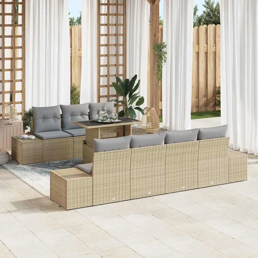 Ensemble de Canapés 8 pcs Beige et Gris clair polyrotin vidaXL 3349126