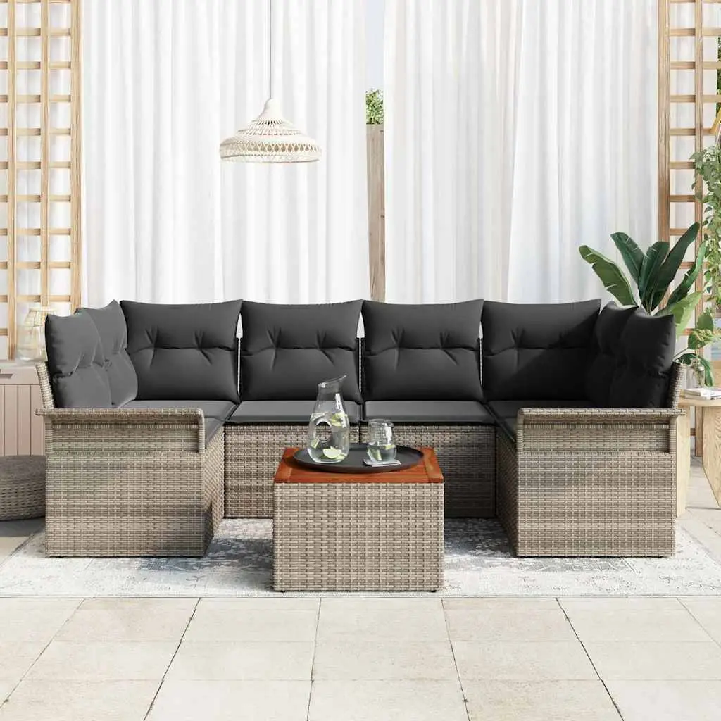 Ensemble de canapé de jardin avec stockage 7 pcs Gris polyrotin vidaXL 3355948