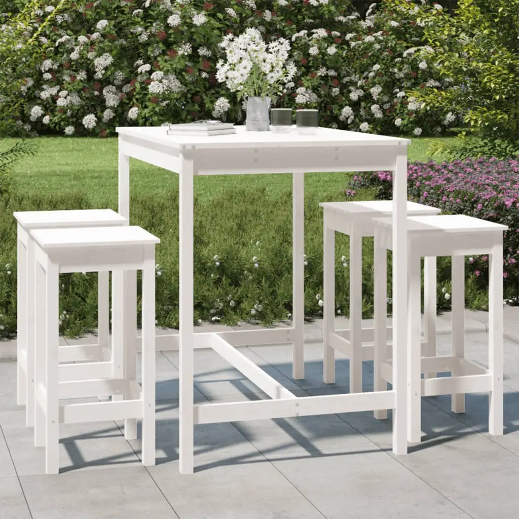 Ensemble de bar de jardin 5 pcs blanc bois massif de pin vidaXL 3154746