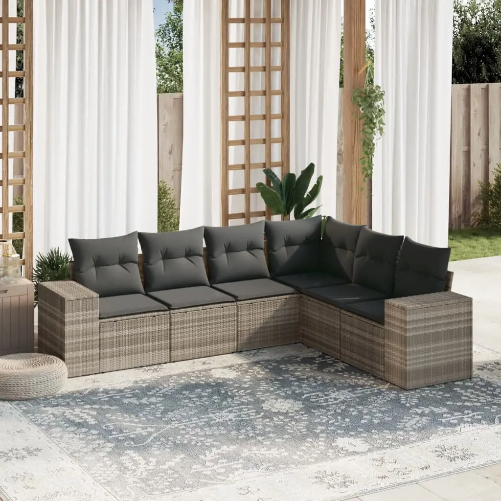 Ensemble Canapé de Jardin Poly Rotin 6 Pièces Rangement sous Assise pour Balcon Gris Clair – ComfortXL Outdoor Living