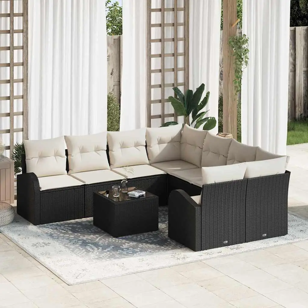 Ensemble de canapé de jardin Noir 55 x 55 x 37 cm polyrotin vidaXL 3345977