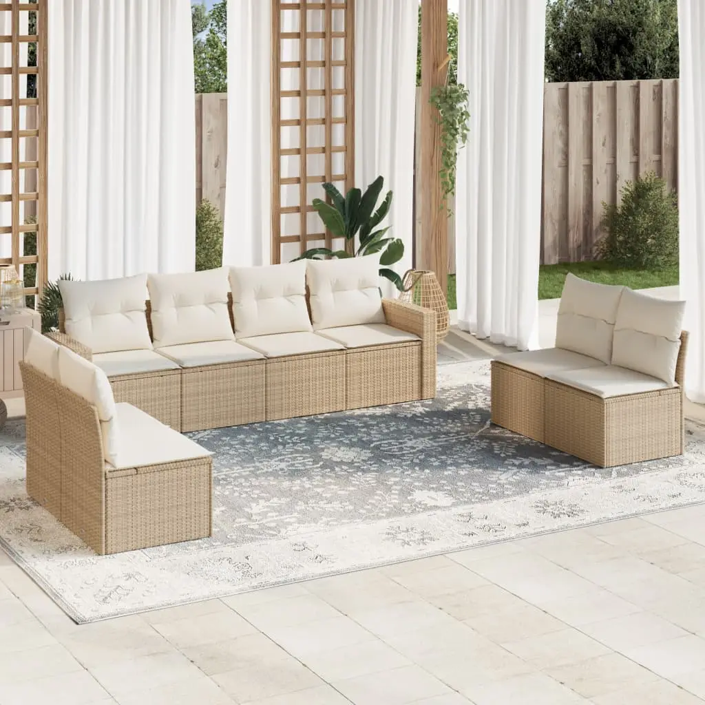 Ensemble de Jardin 8 Places Résine Tressée Beige avec Canapés Coffres Modulables – ComfortXL Outdoor Living