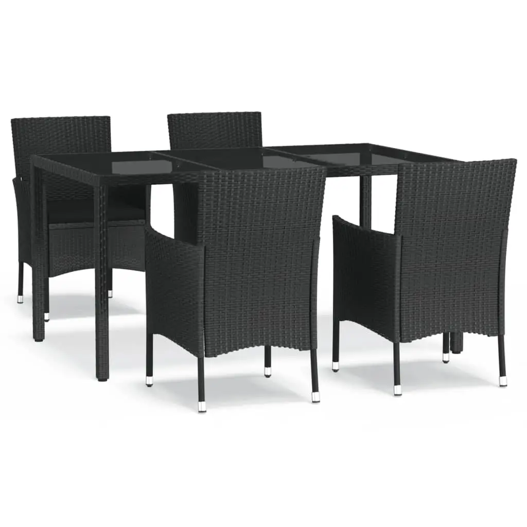Ensemble de 5 pcs table de jardin et chaises avec coussins – mobilier de jardin Noir Résine tressée-JU2431