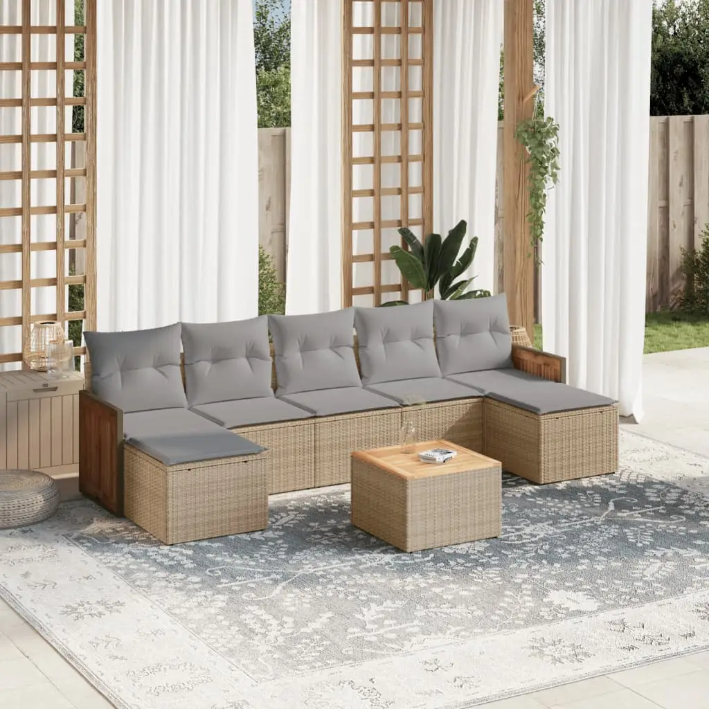 Ensemble Canapés de Jardin 8 pcs Résine Tressée Beige avec Rangement et Table – ComfortXL Outdoor Living