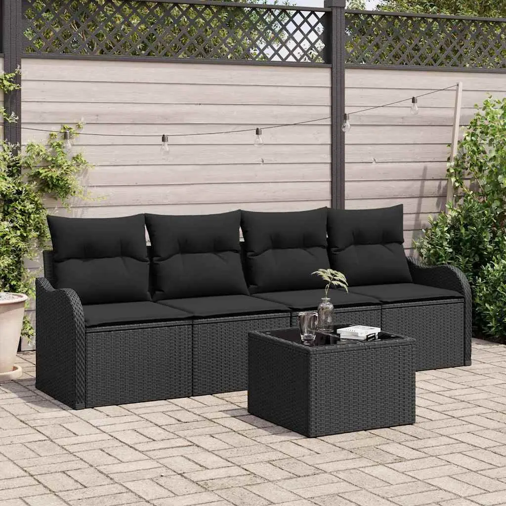 Ensemble de canapé de jardin Noir polyrotin vidaXL 3345573