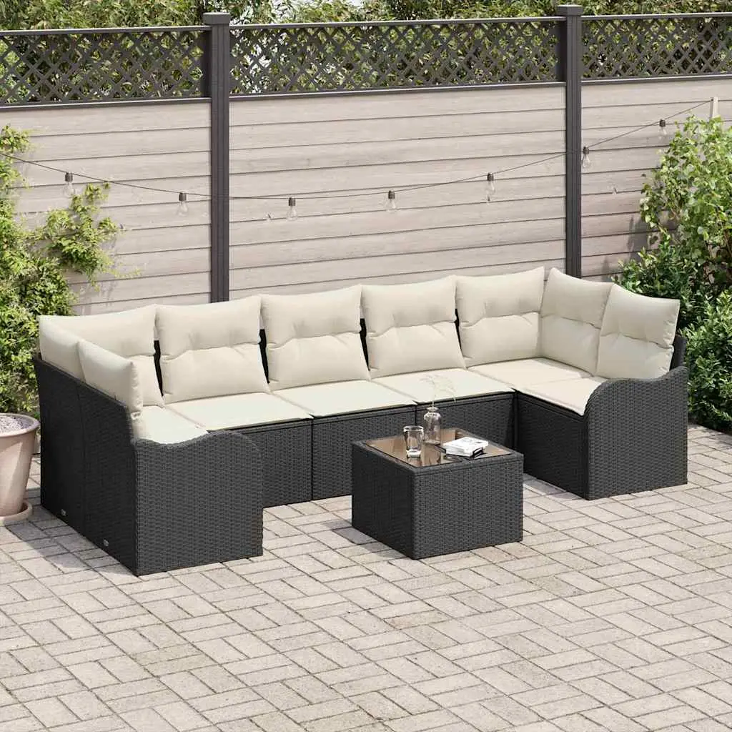 Ensemble de canapé de jardin Noir 55 x 55 x 37 cm polyrotin vidaXL 3345617