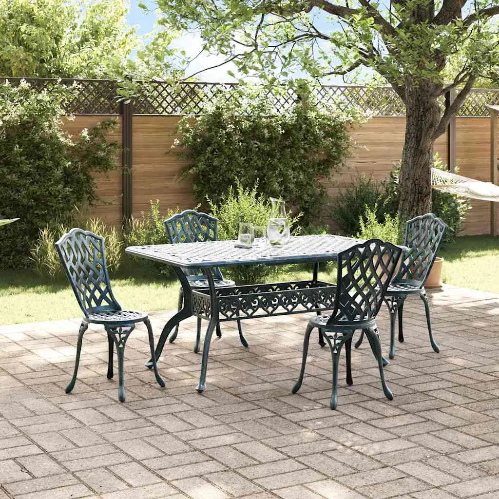 Ensemble de salle à manger pour jardin 5 pcs Vert Aluminium vidaXL 3334671