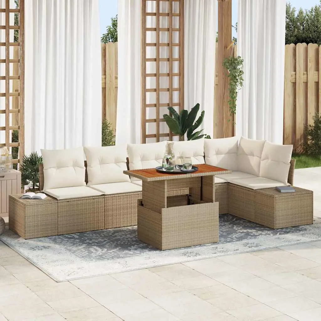 Ensemble de salle à manger pour jardin 7 pcs Beige et crème vidaXL 3349973 beige et crème