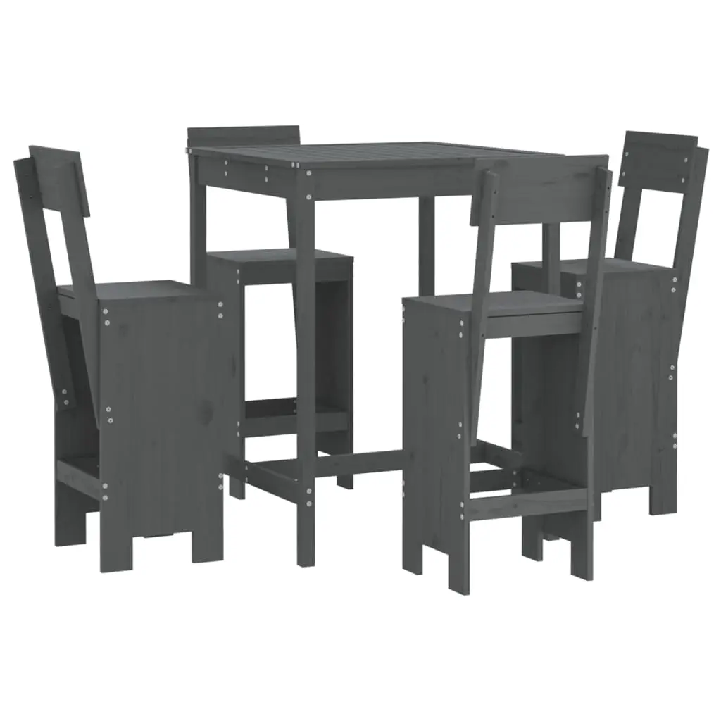 Ensemble de 5 pcs bar de jardin – Mobilier d’extérieur – Mobilier de jardin gris bois de pin massif-JU2112