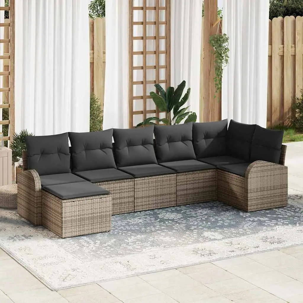 Ensemble de Canapés avec coussin 7 pcs Gris polyrotin vidaXL 3354798