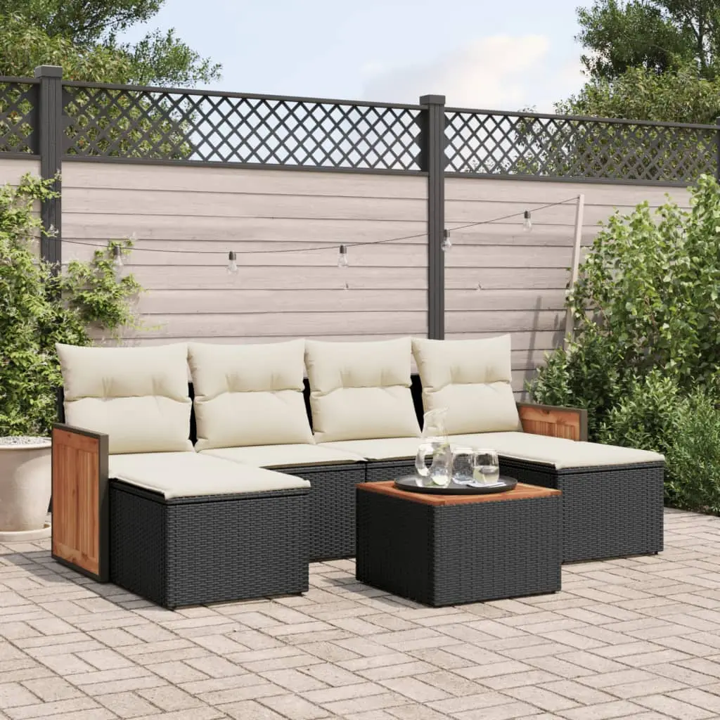 Ensemble de Jardin 7 pcs Résine Tressée avec Table Basse et Rangement Noir – ComfortXL Outdoor Living