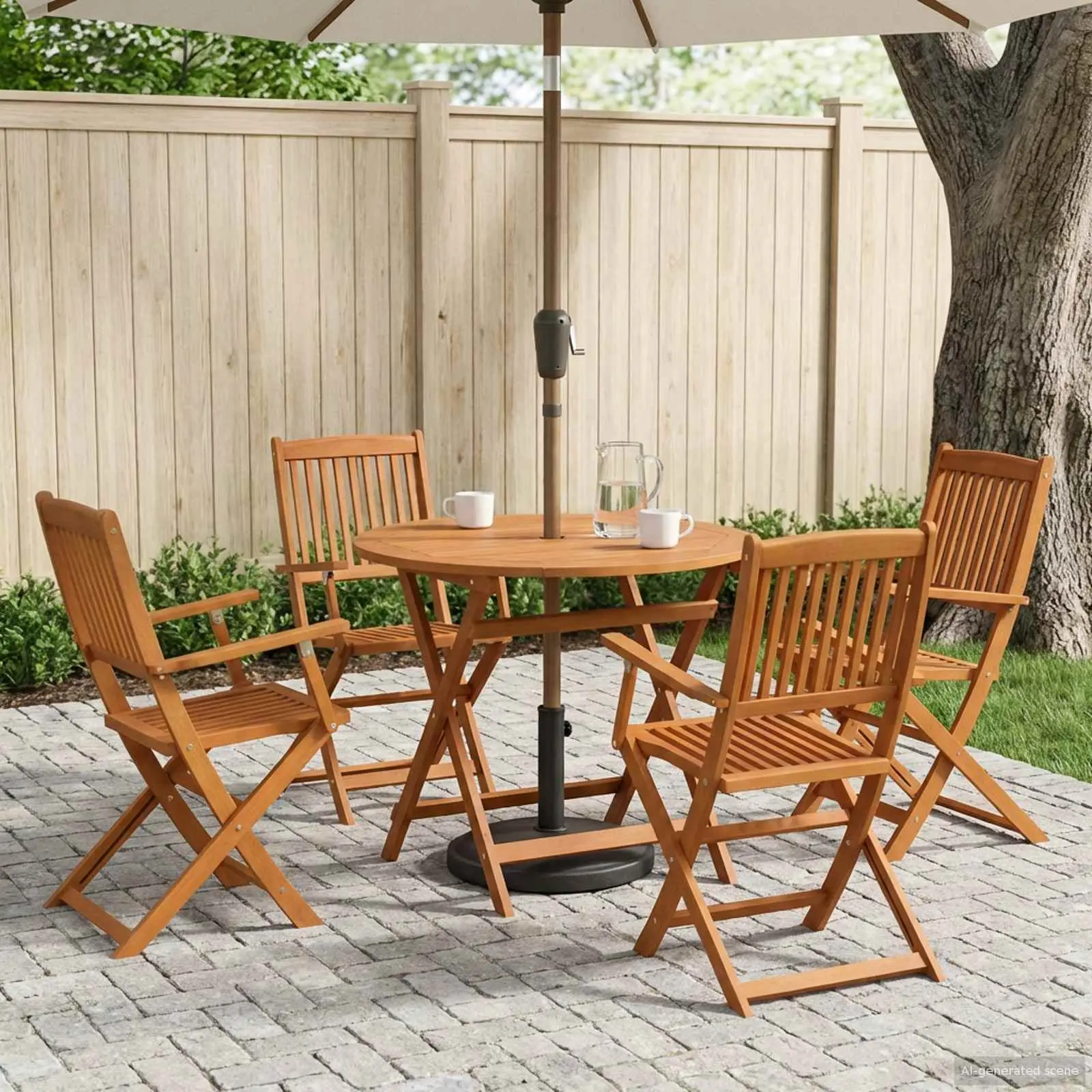 Ensemble de meubles d’extérieur 5 pcs Naturel vidaXL 3422833