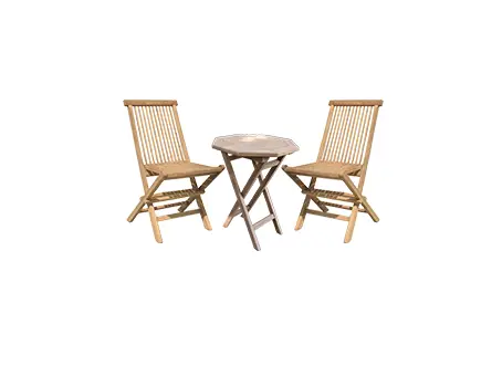 Ensemble de jardin en bois – 2 chaises pliantes + table basse octogonale pliante Chalet & Jardin