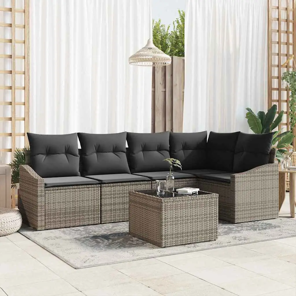 Ensemble de Canapés avec coussin 6 pcs Gris polyrotin vidaXL 3346729
