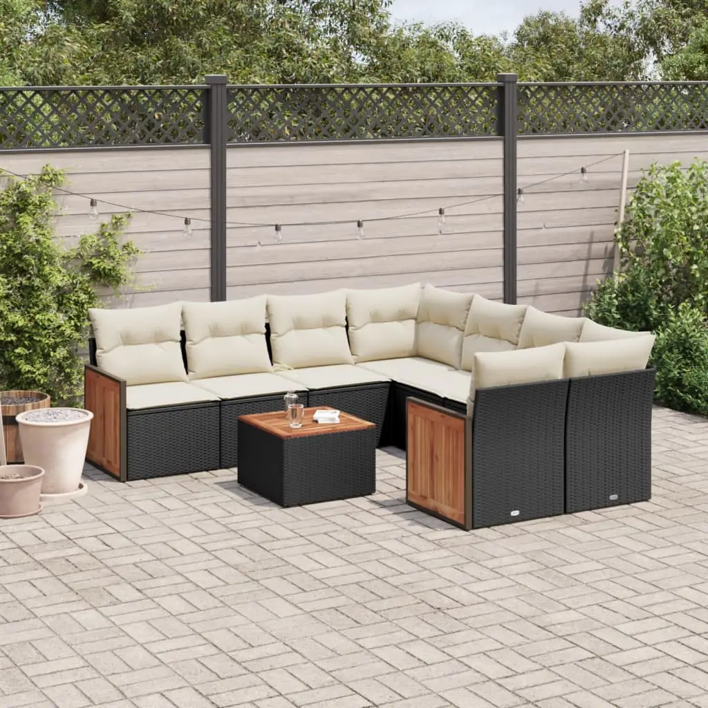 Ensemble canapés d’angle 9 pcs Résine tressée modulable pour grande terrasse Noir – ComfortXL Outdoor Living