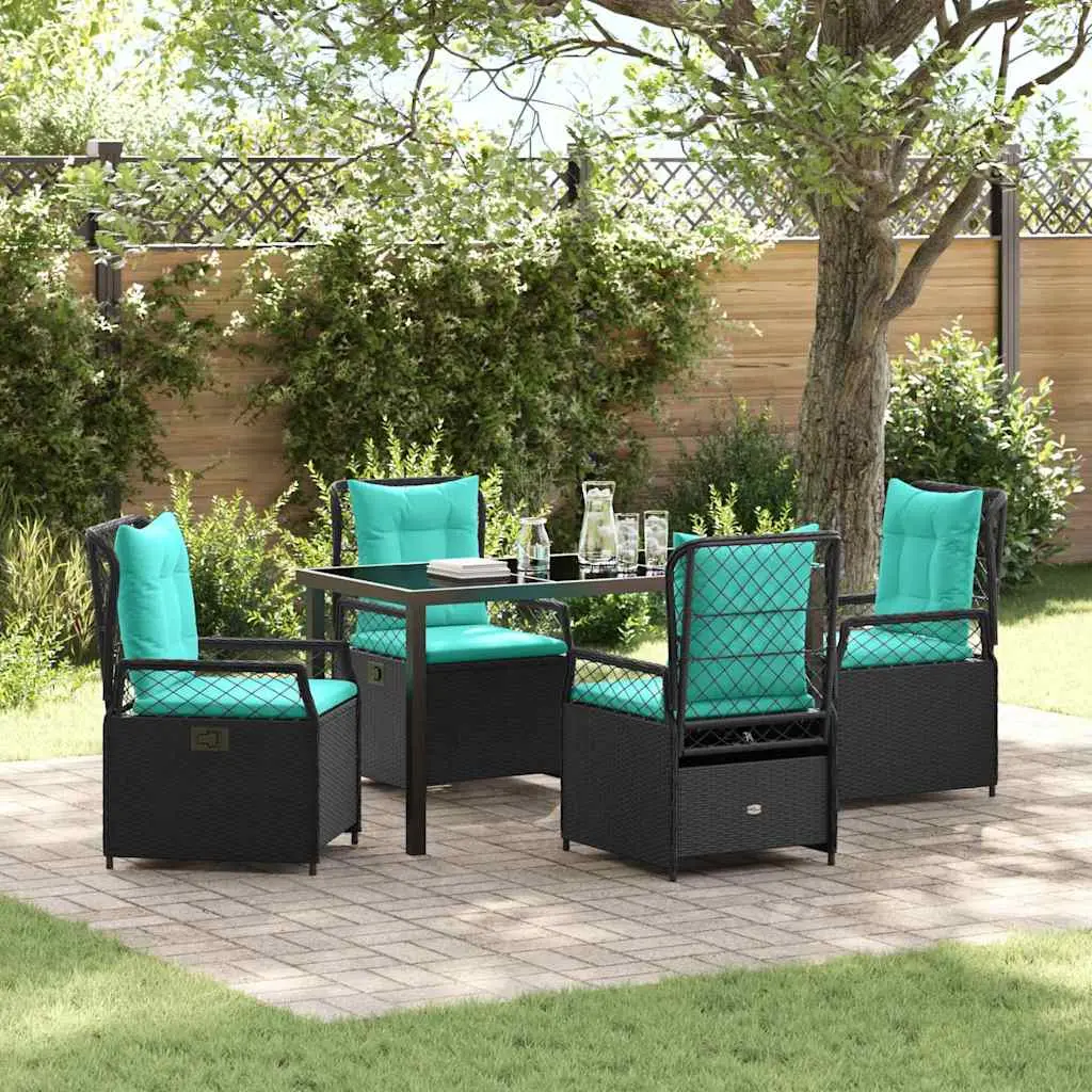 Ensemble de salle à manger pour jardin 5 pcs Noir polyrotin vidaXL 3381060