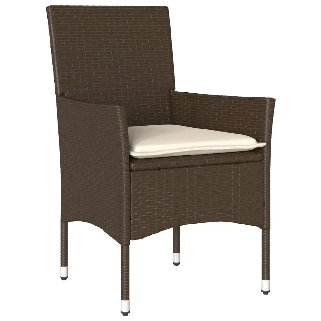 Ensemble de 5 pcs table de jardin et chaises avec coussins – mobilier de jardin marron rotin verre-JU2896