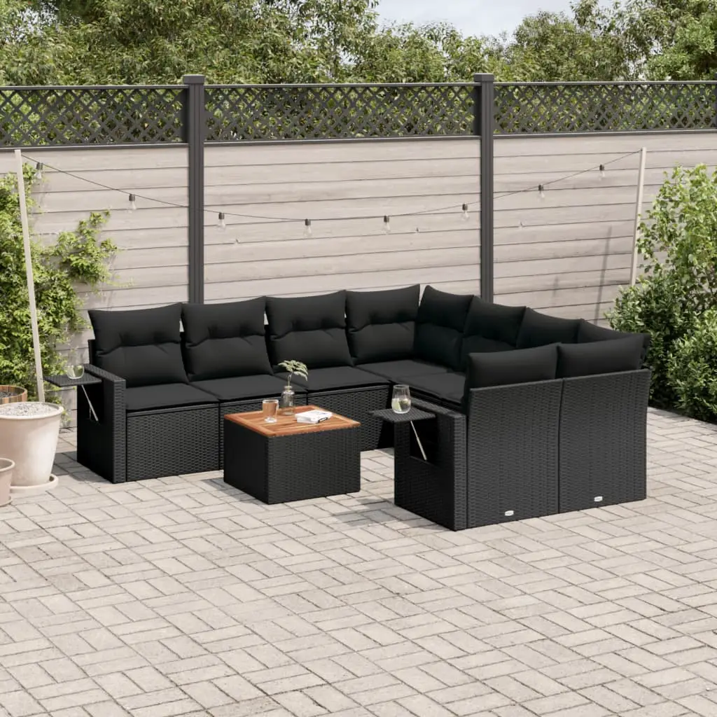 Ensemble de Jardin d’Angle Noir 9 Pièces en Poly Rotin Modulable pour 8 Personnes – ComfortXL Outdoor Living