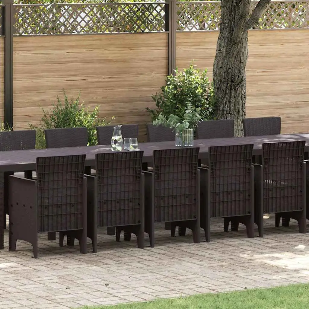 Ensemble de Jardin XXL 16 Places en Poly Rotin Table et Chaises pour Réception Marron – ComfortXL Outdoor Living